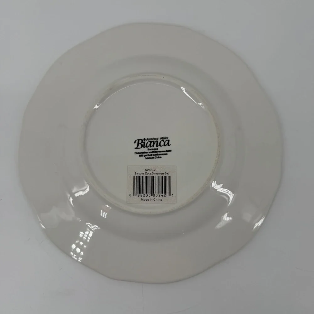 American Atelier Bianca Baroque Cream Salad Plate bossed‎ Stoneware NEW